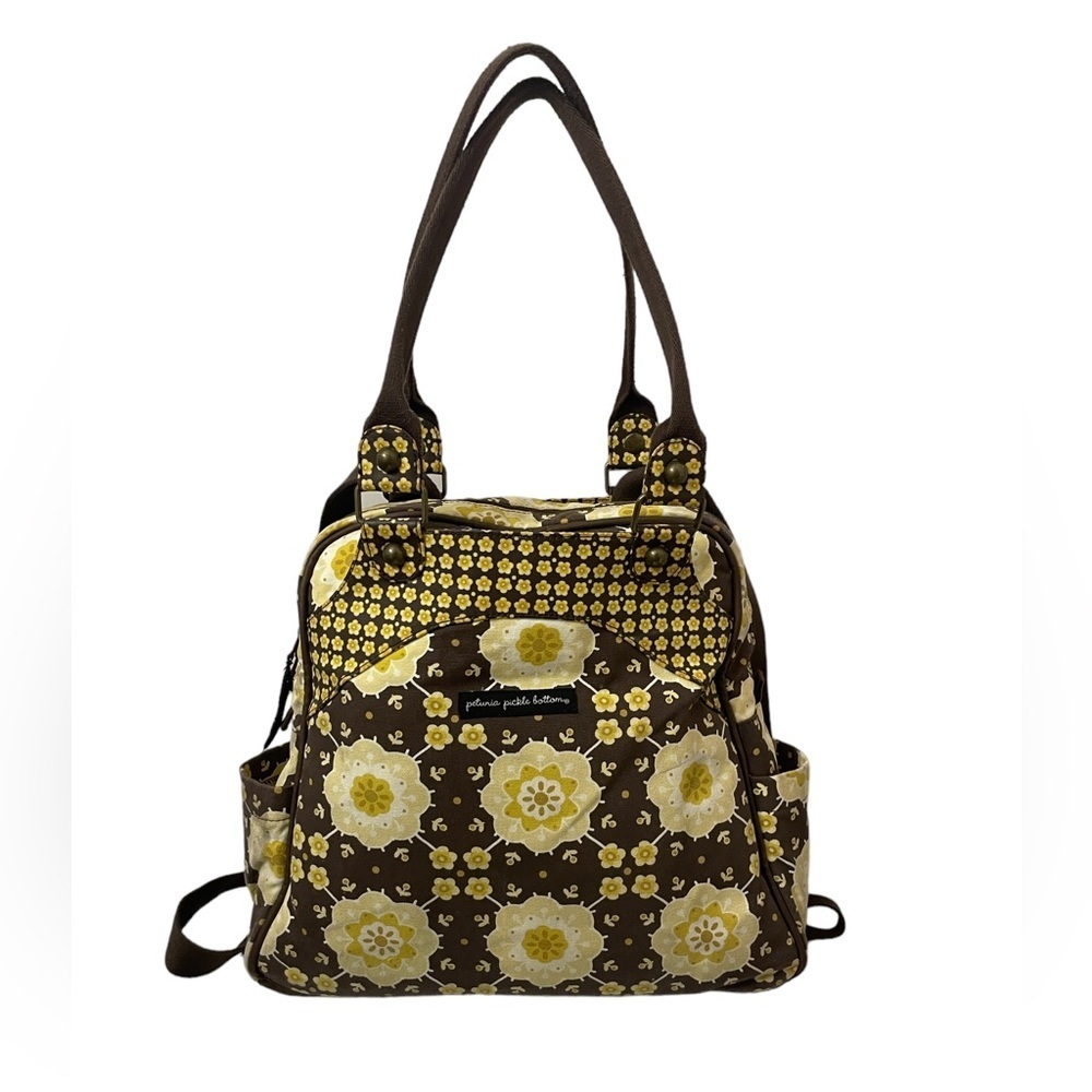 PETUNIA PICKLE BOTTOM Sashay Satchel Diaper bag/. Backpack Blissful Buttercup